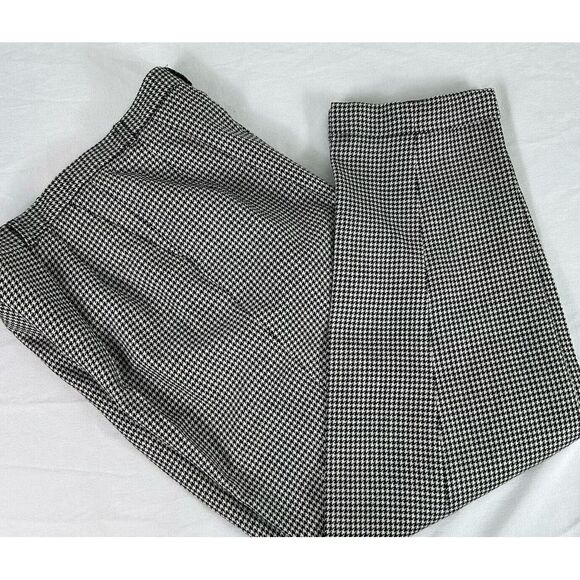 Talbots Pants - Womens Talbots Vintage Wool Black/White Houndstooth Lined Pants Cuffed Size 12